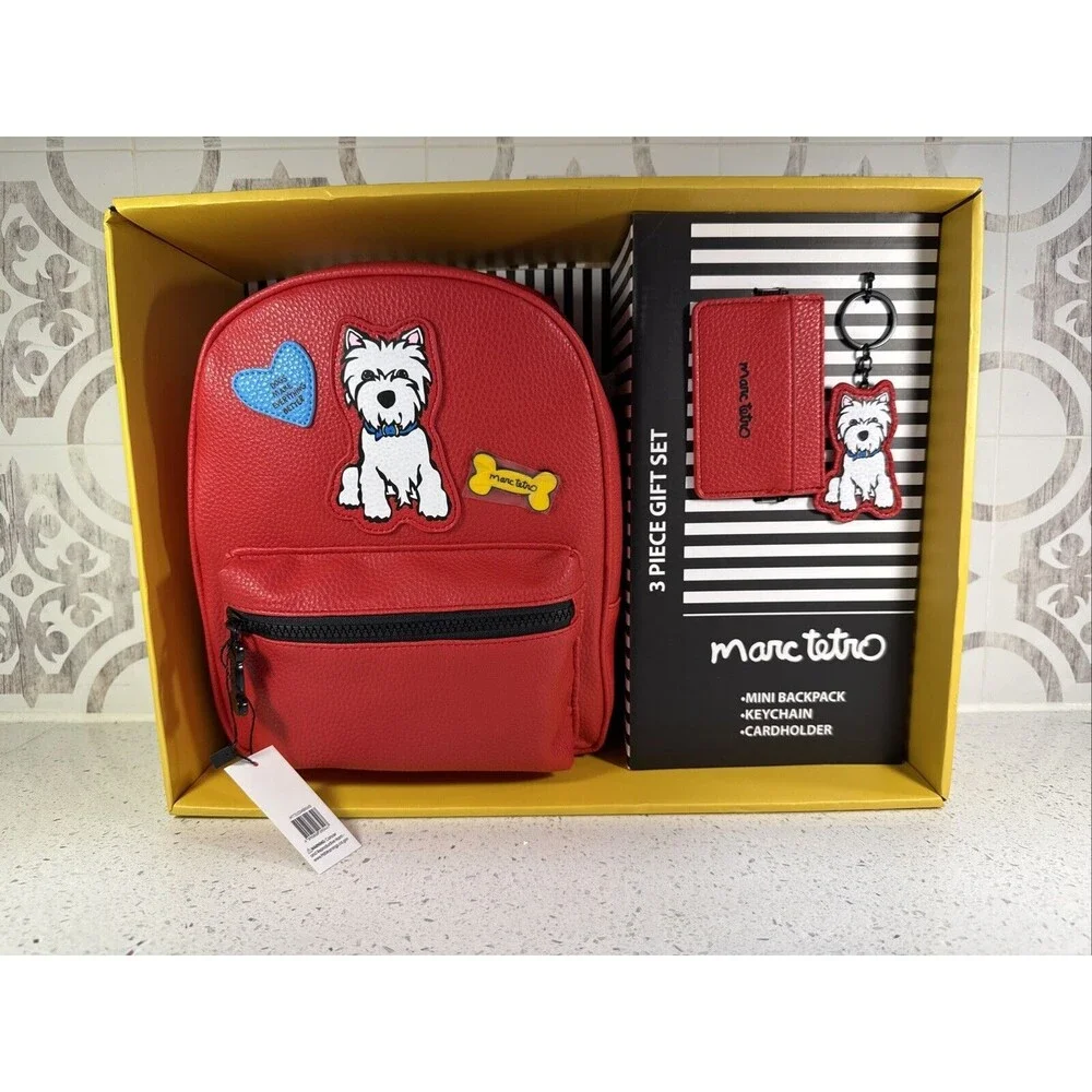 Marc Tetro 3 Pc Gift Set Mini Backpack Keychain Cardholder Purse Scottie‎ Dog